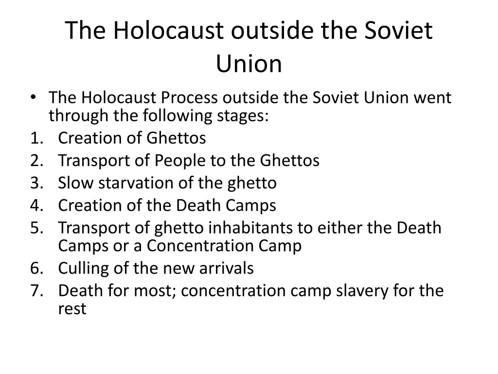 the holocaust outside the soviet union