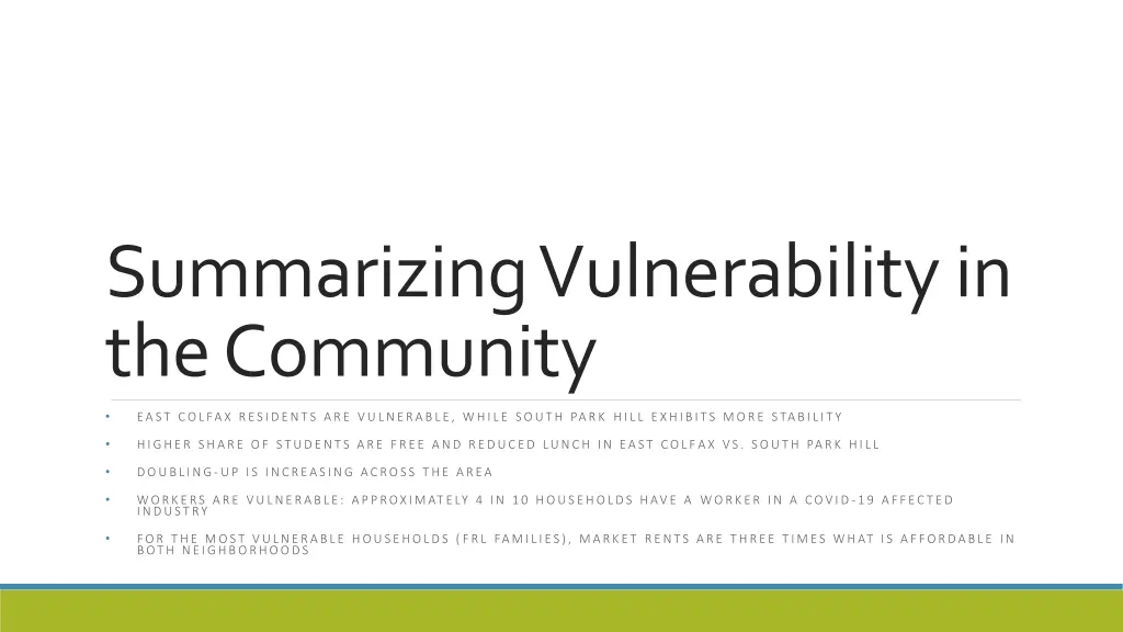 summarizing vulnerability in the community