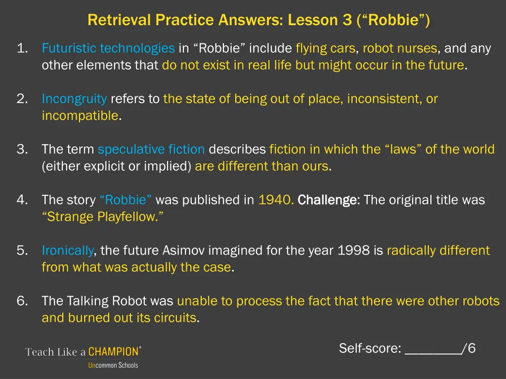 retrieval practice answers lesson 3 robbie