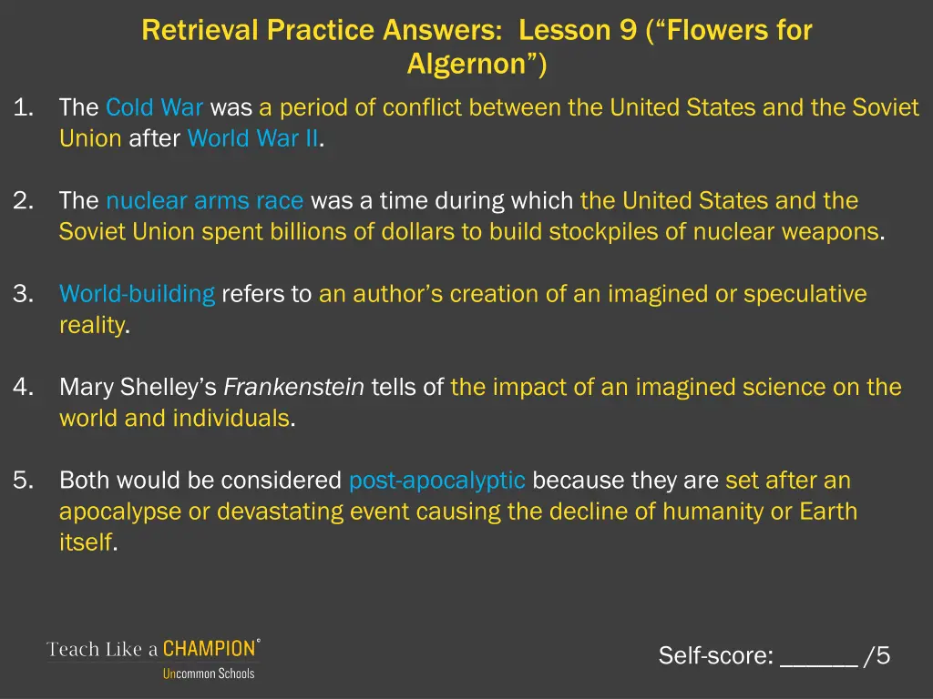 retrieval practice answers lesson 9 flowers