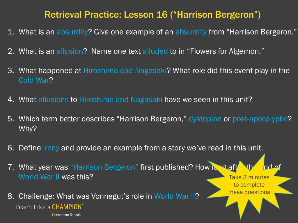 retrieval practice lesson 16 harrison bergeron