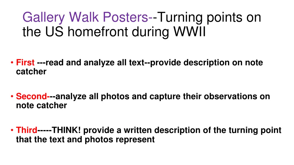 gallery walk posters turning points