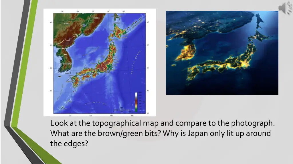 look at the topographical map and compare