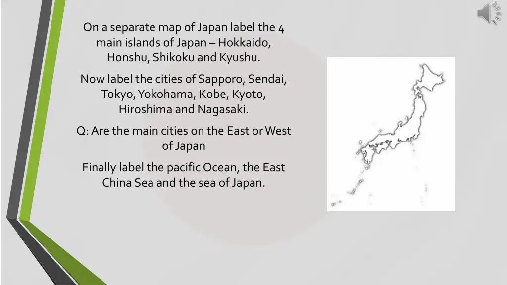 on a separate map of japan label the 4 main