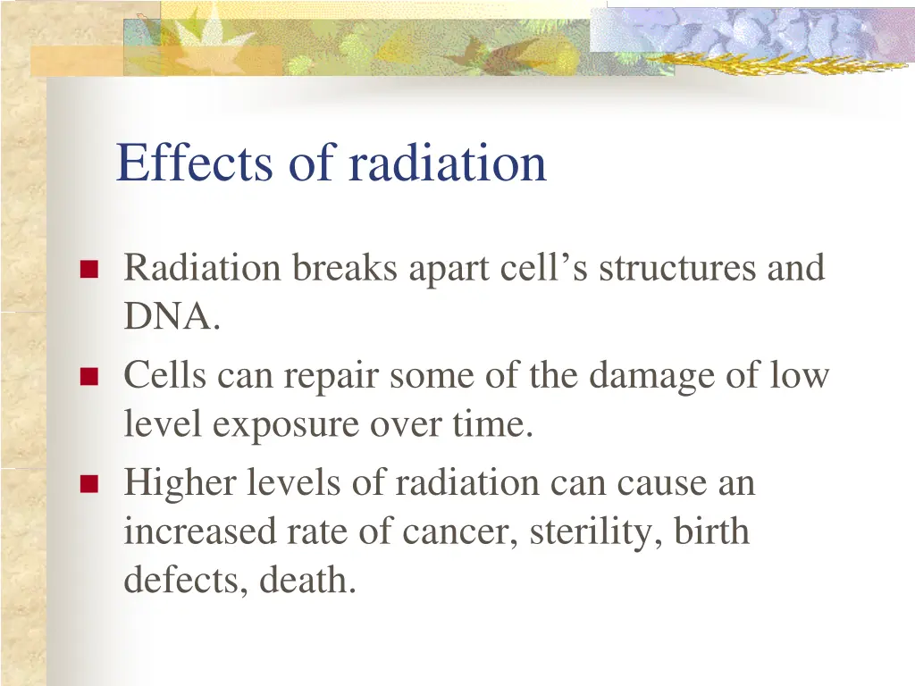 effects of radiation