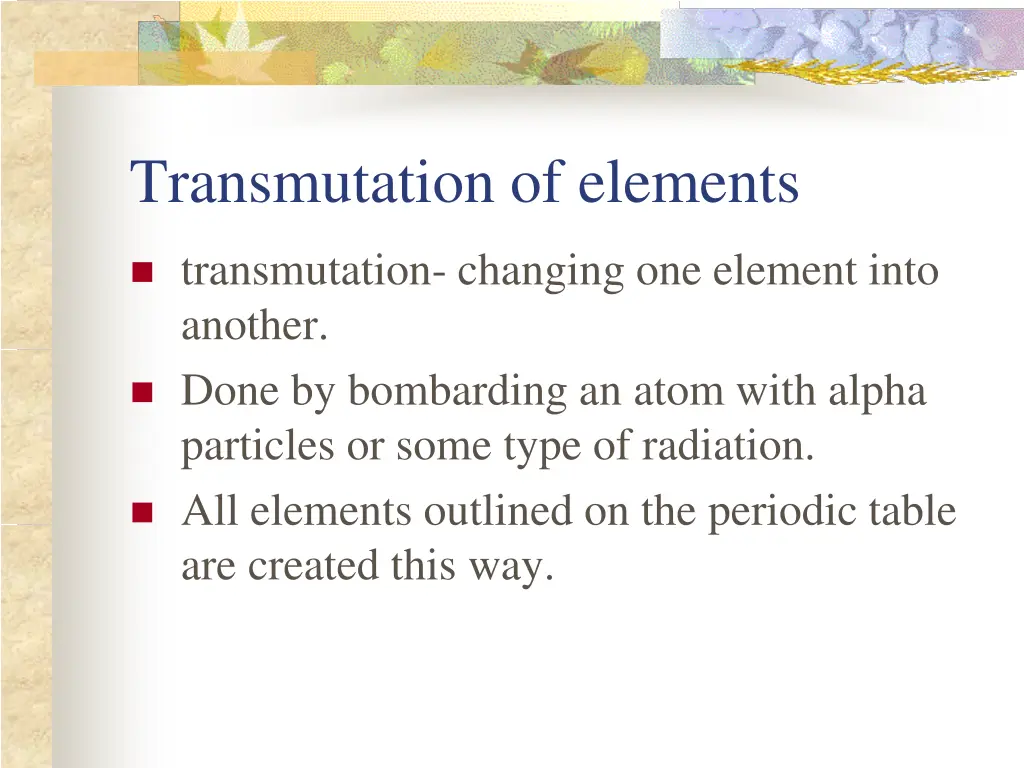 transmutation of elements