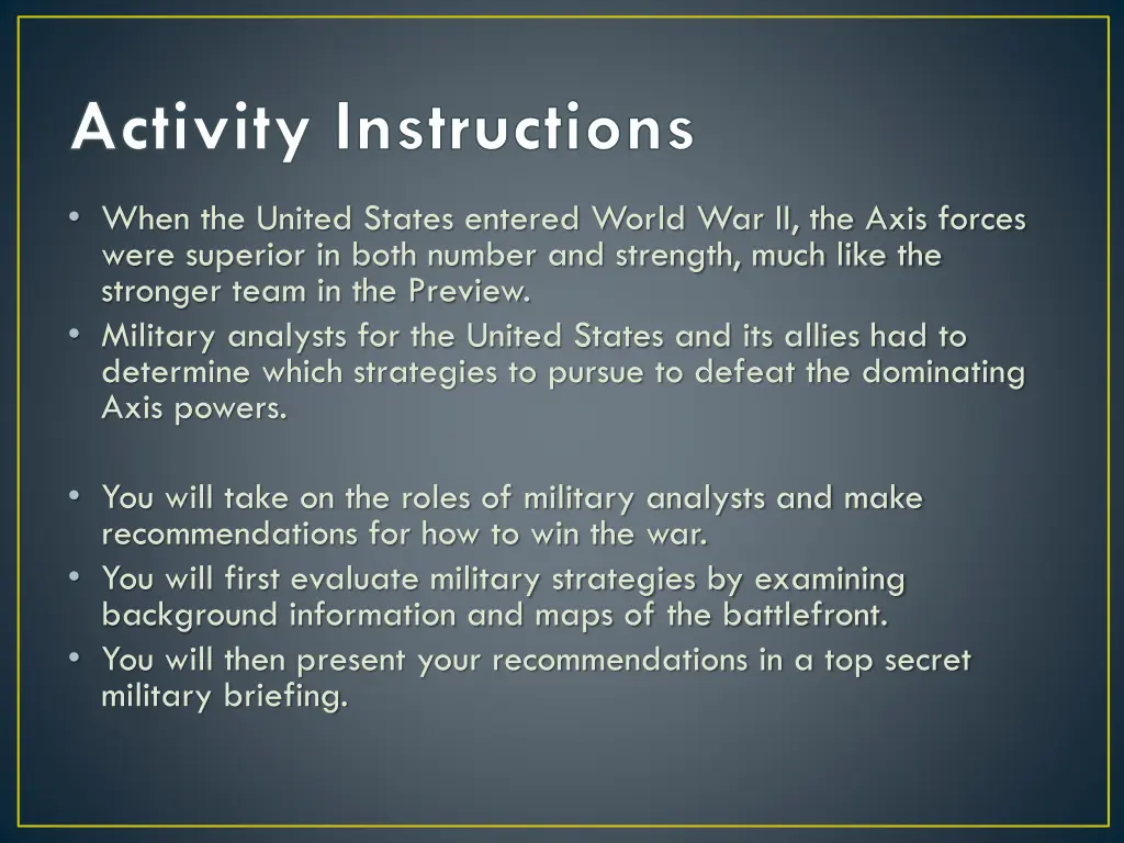 activity instructions