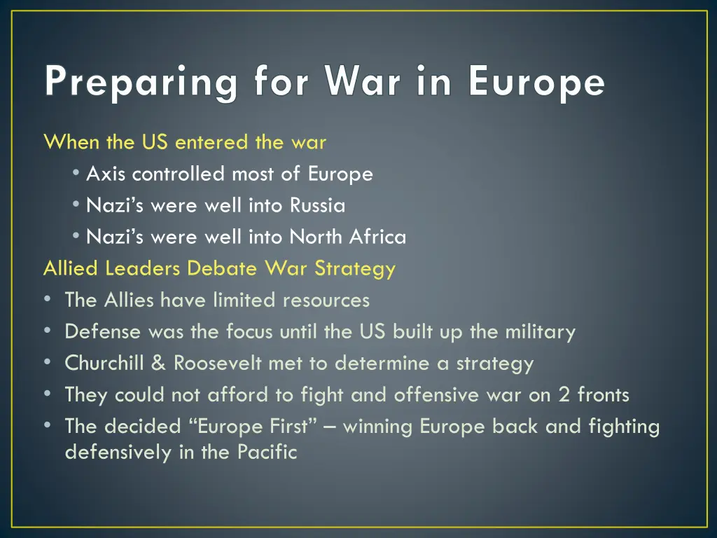 preparing for war in europe