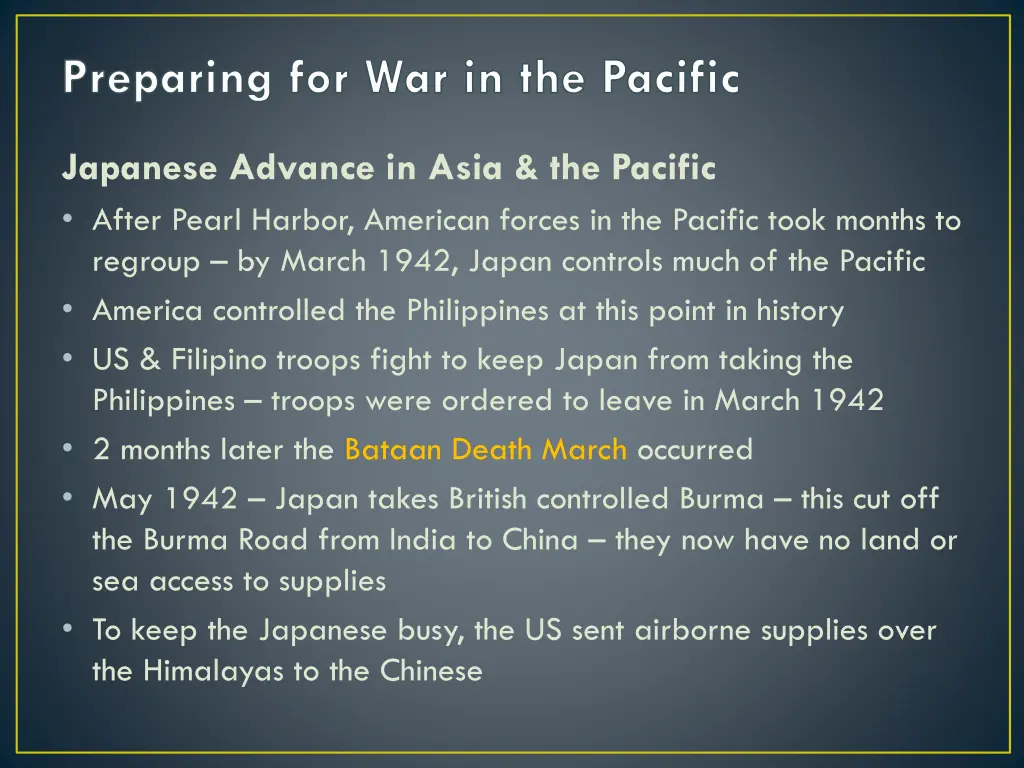 preparing for war in the pacific 1