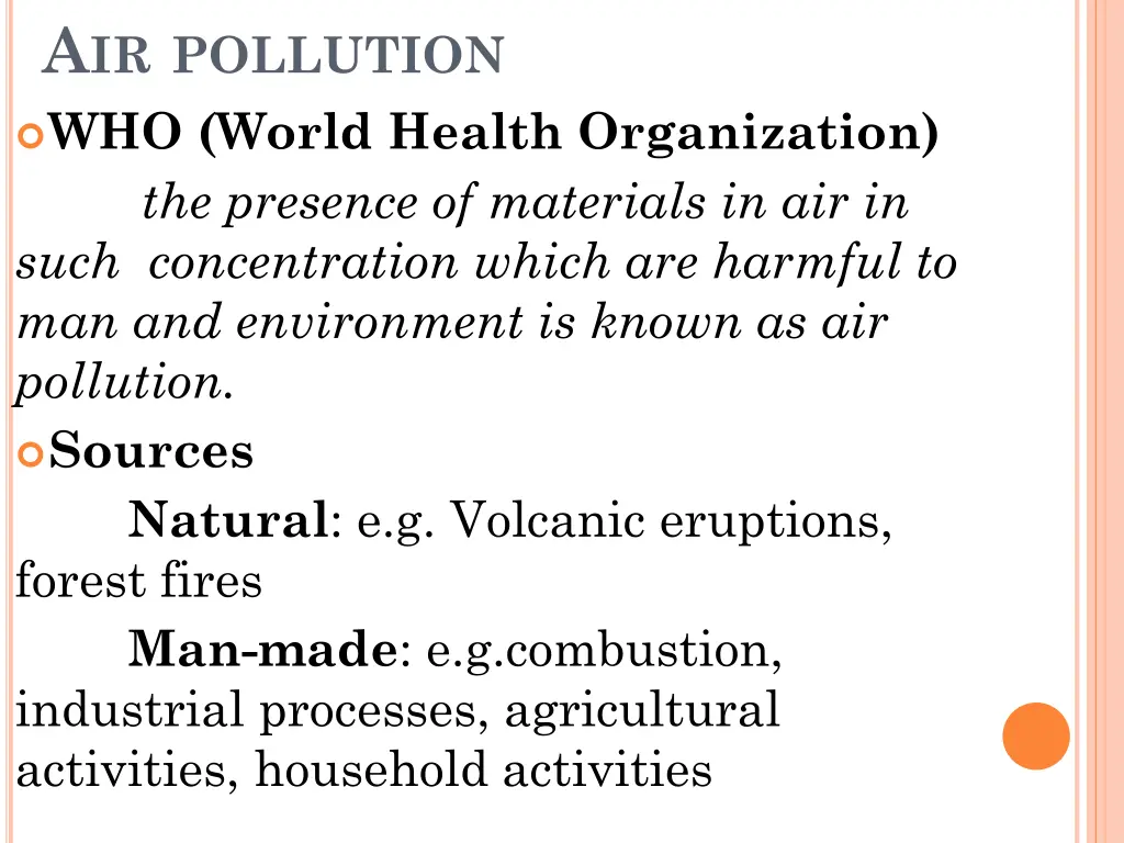 a ir pollution who world health organization