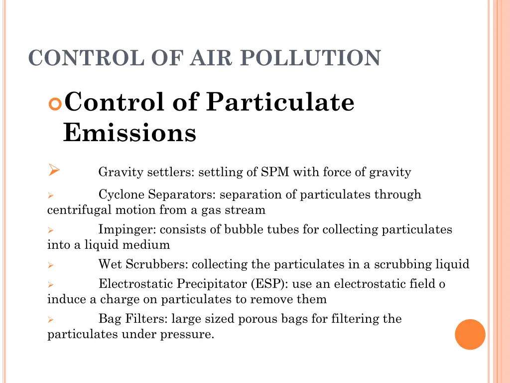 control of air pollution