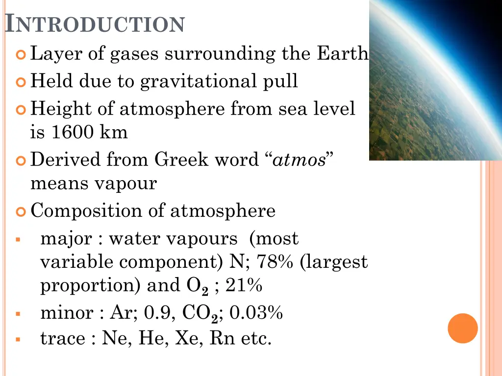 i ntroduction layer of gases surrounding