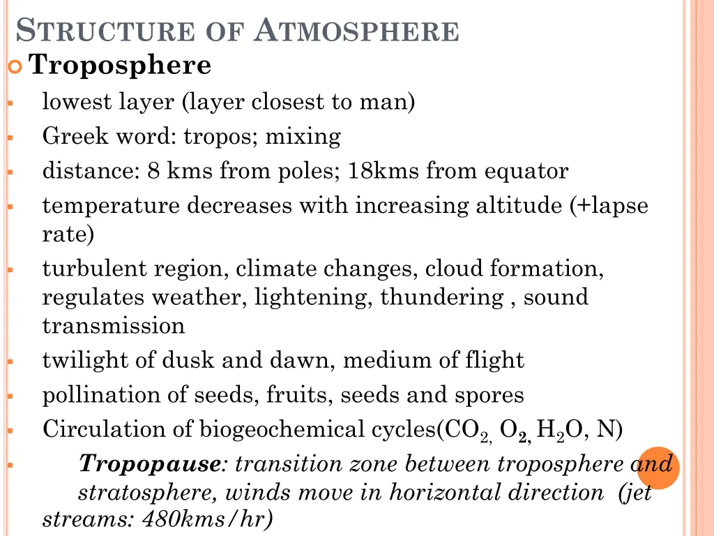 s tructure of a tmosphere troposphere lowest