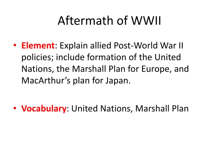 aftermath of wwii