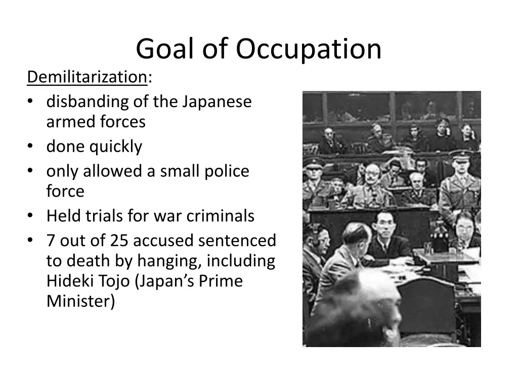 goal of occupation demilitarization disbanding