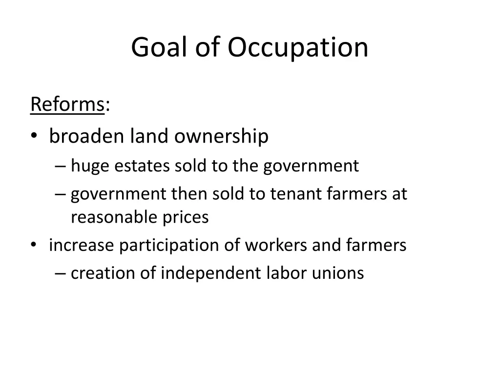 goal of occupation