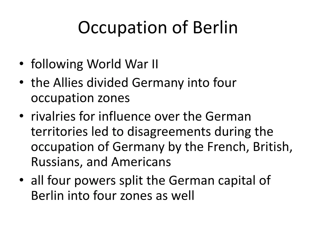 occupation of berlin