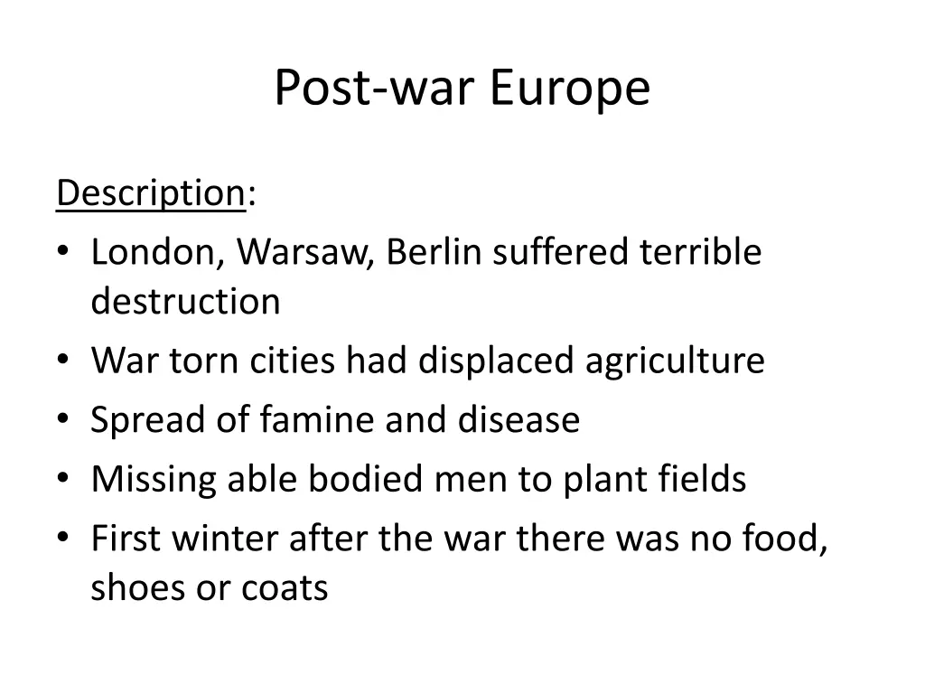 post war europe