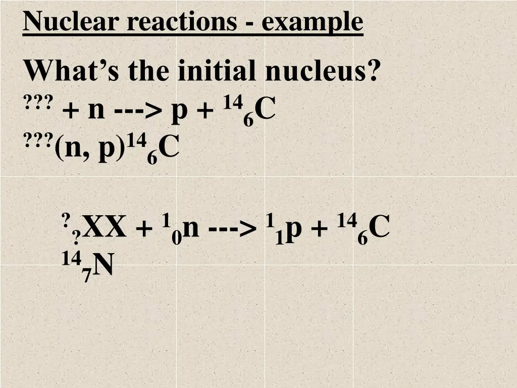 nuclear reactions example what s the initial