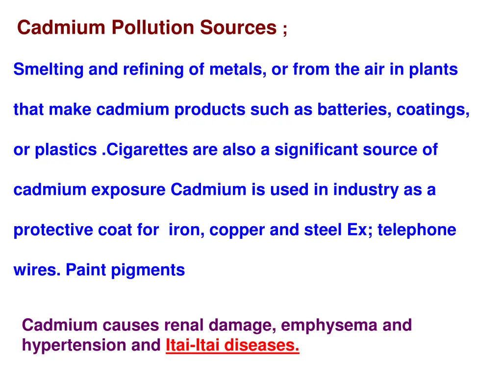 cadmium pollution sources