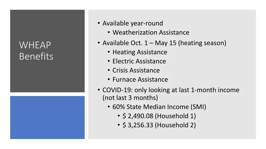 available year round weatherization assistance