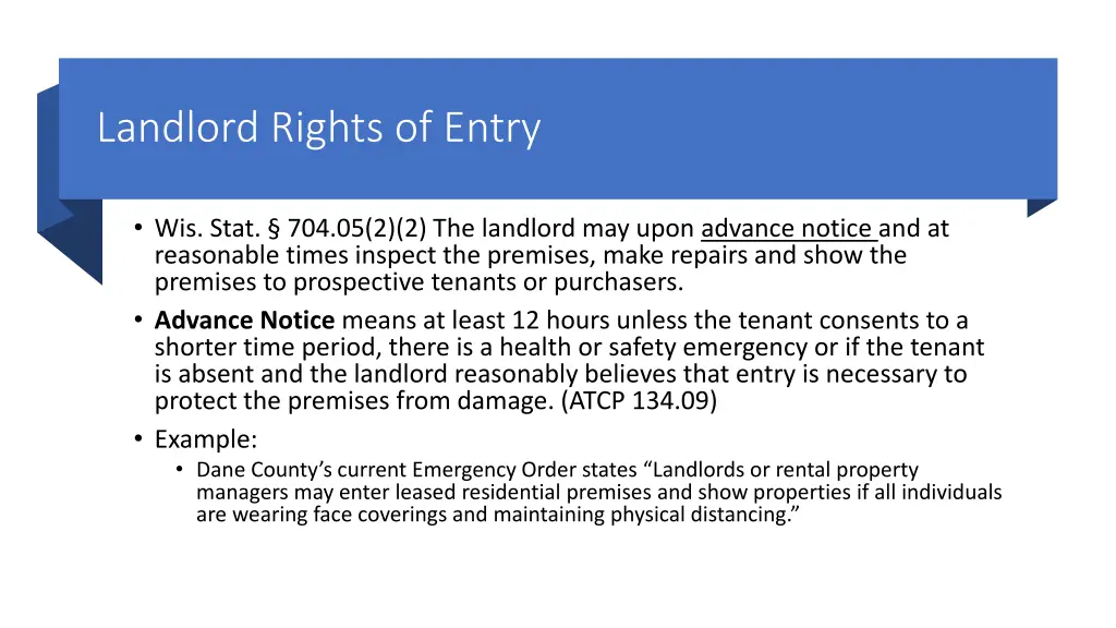 landlord rights of entry