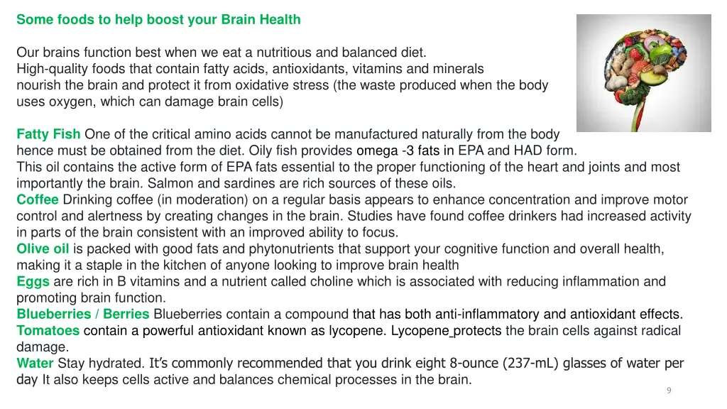 some foods to help boost your brain health