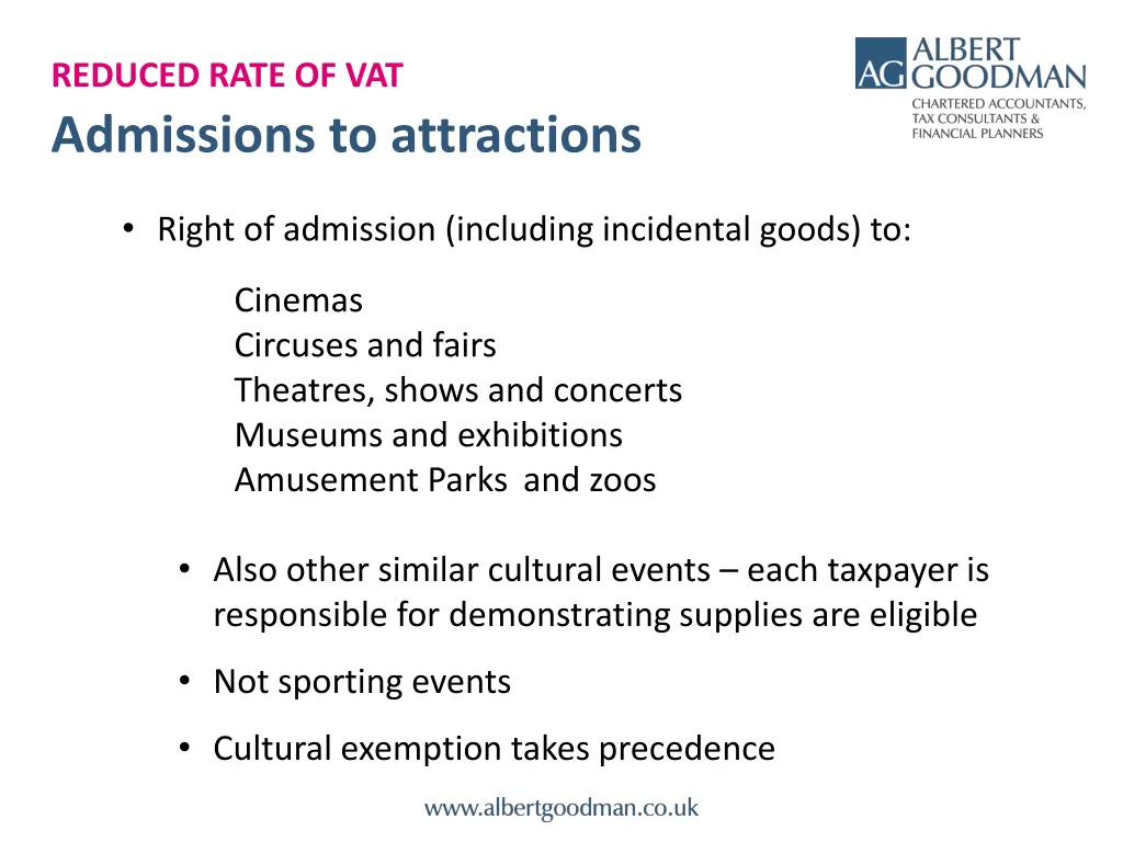 reduced rate of vat 6