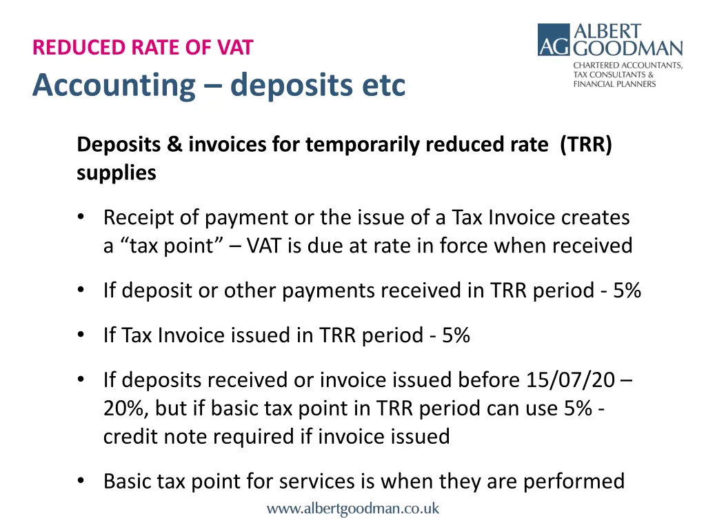 reduced rate of vat 8