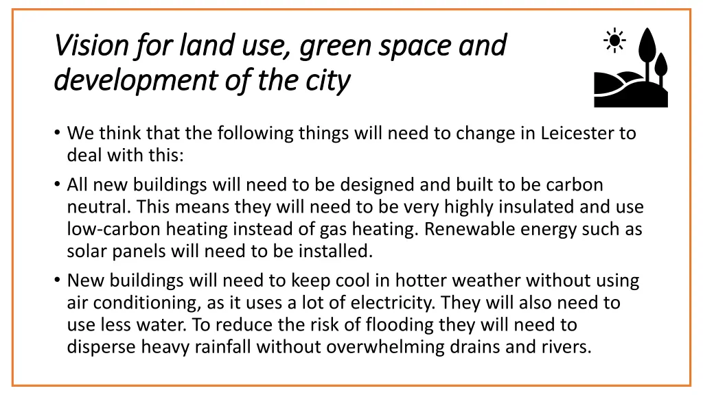 vision for land use green space and vision