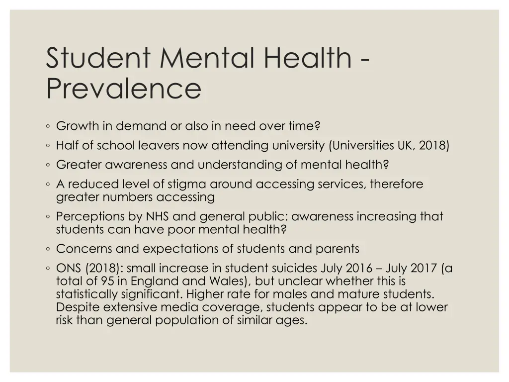 student mental health prevalence