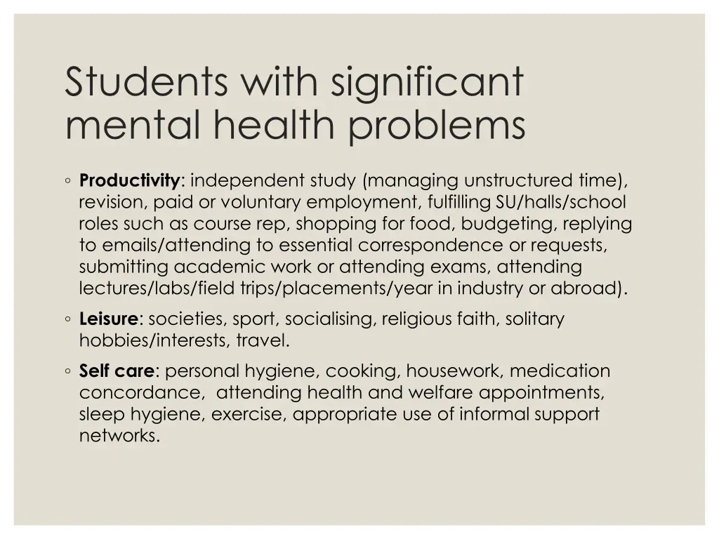 students with significant mental health problems