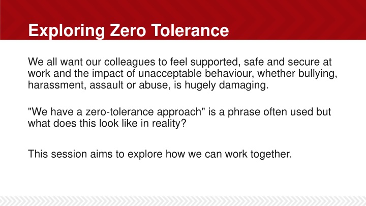 exploring zero tolerance