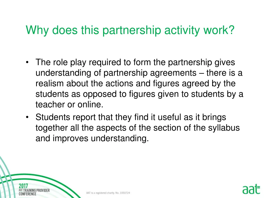 why does this partnership activity work