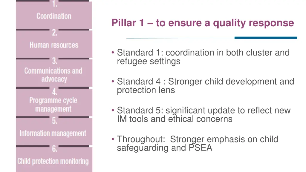 pillar 1 to ensure a quality response