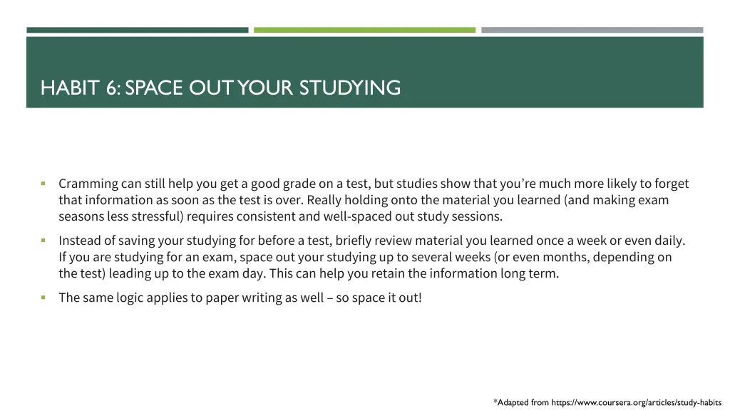 habit 6 space out your studying