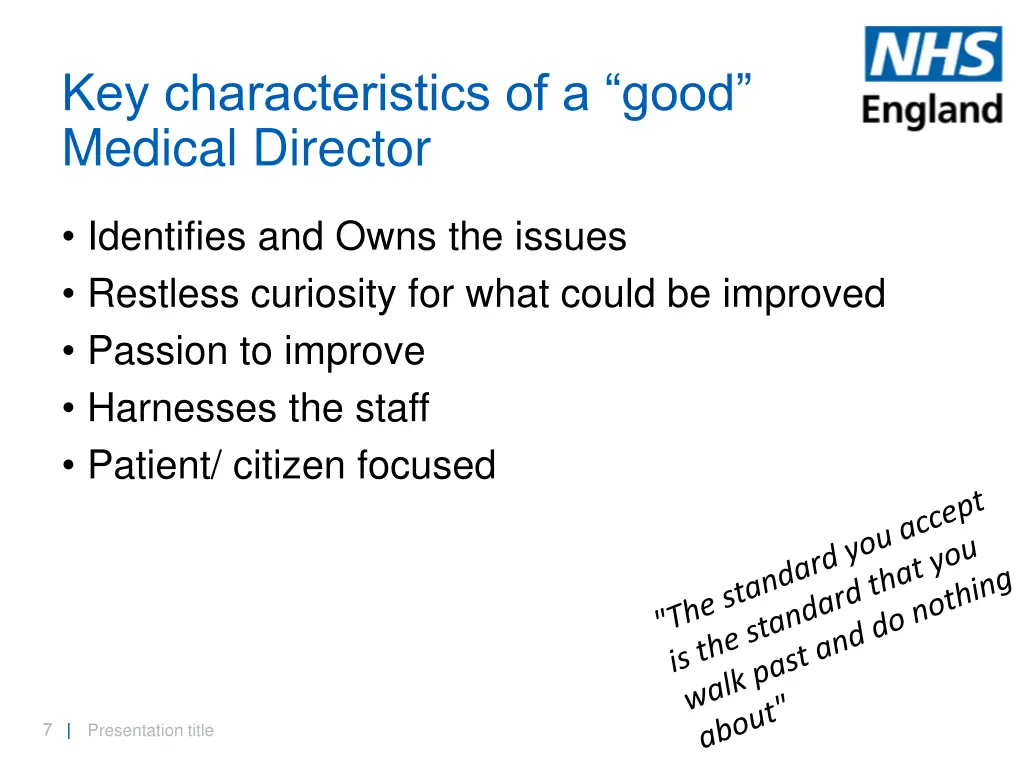 key characteristics of a good medical director