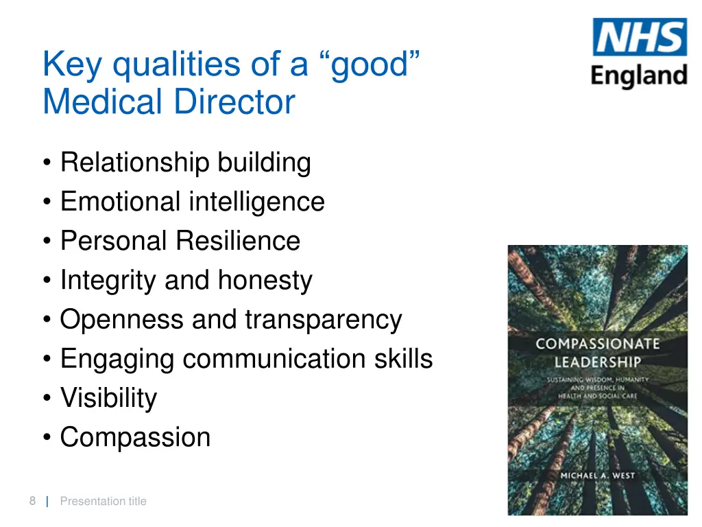 key qualities of a good medical director