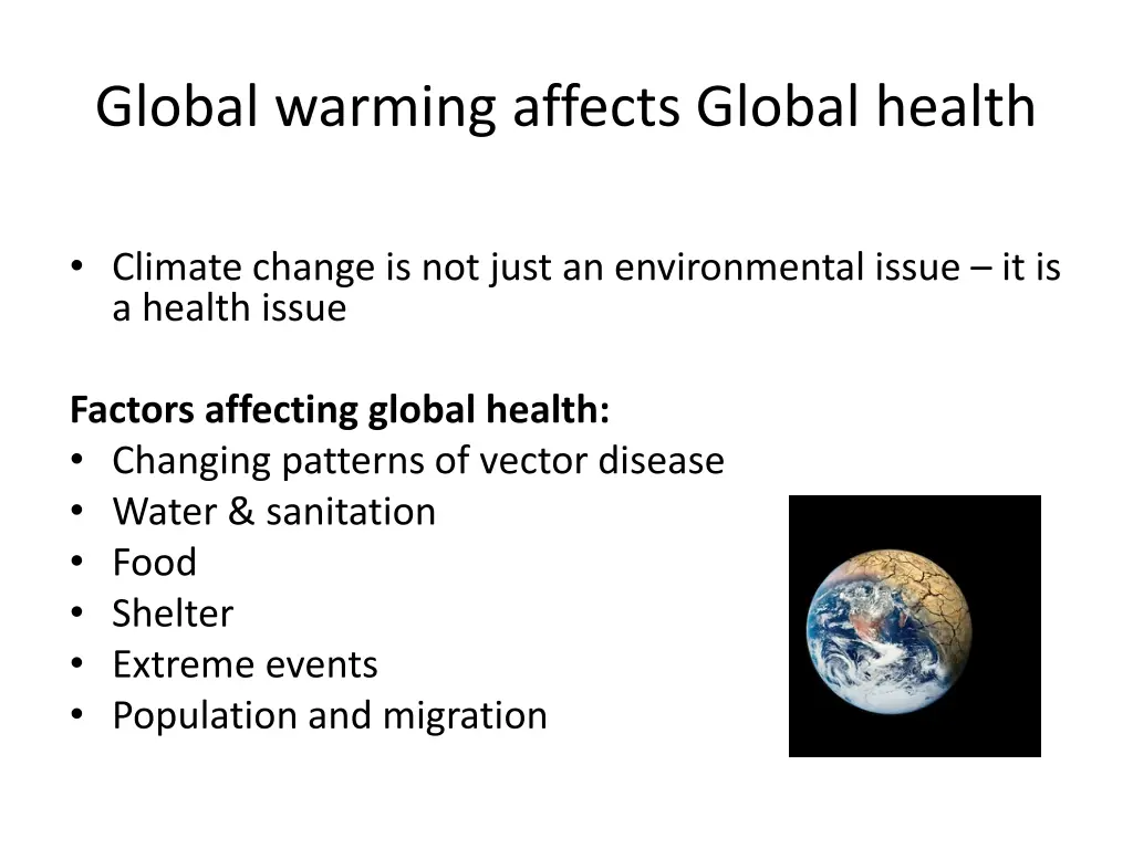 global warming affects global health