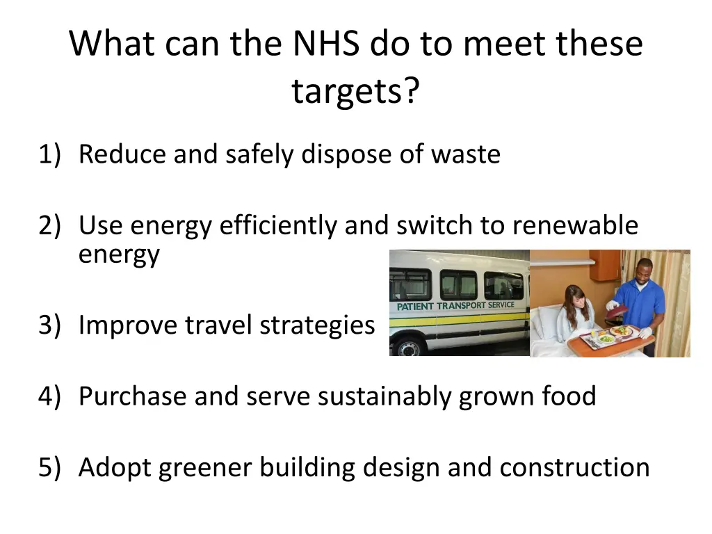 what can the nhs do to meet these targets