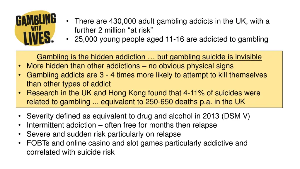 there are 430 000 adult gambling addicts