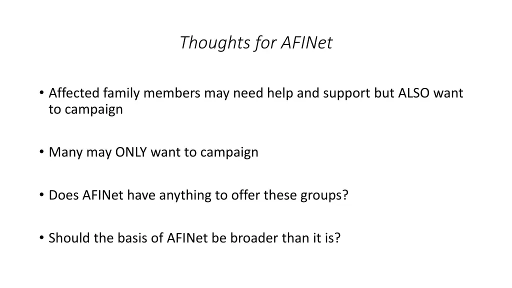 thoughts for afinet