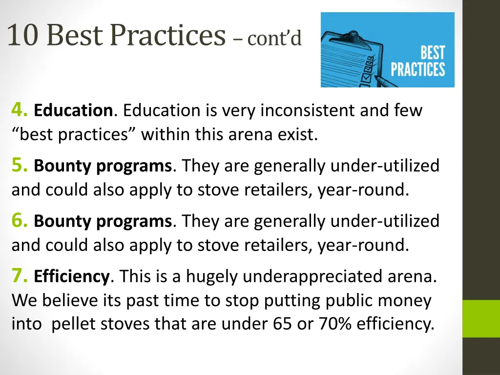 10 best practices cont d