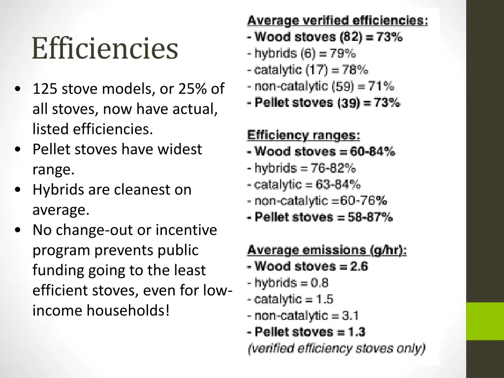 efficiencies