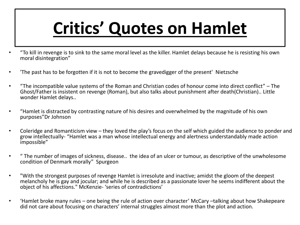 critics quotes on hamlet