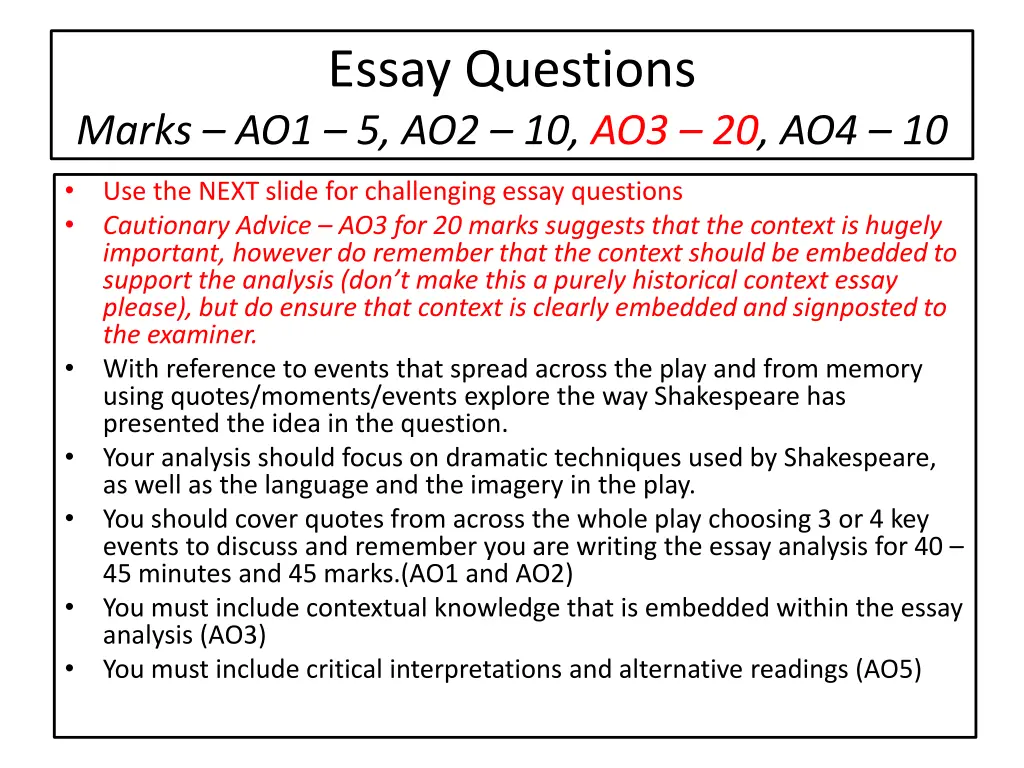 essay questions