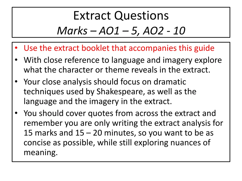 extract questions marks ao1 5 ao2 10