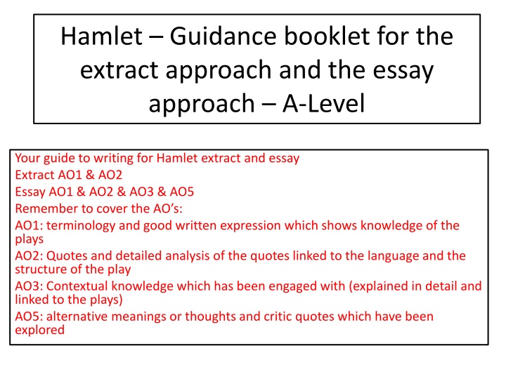 hamlet guidance booklet for the extract approach