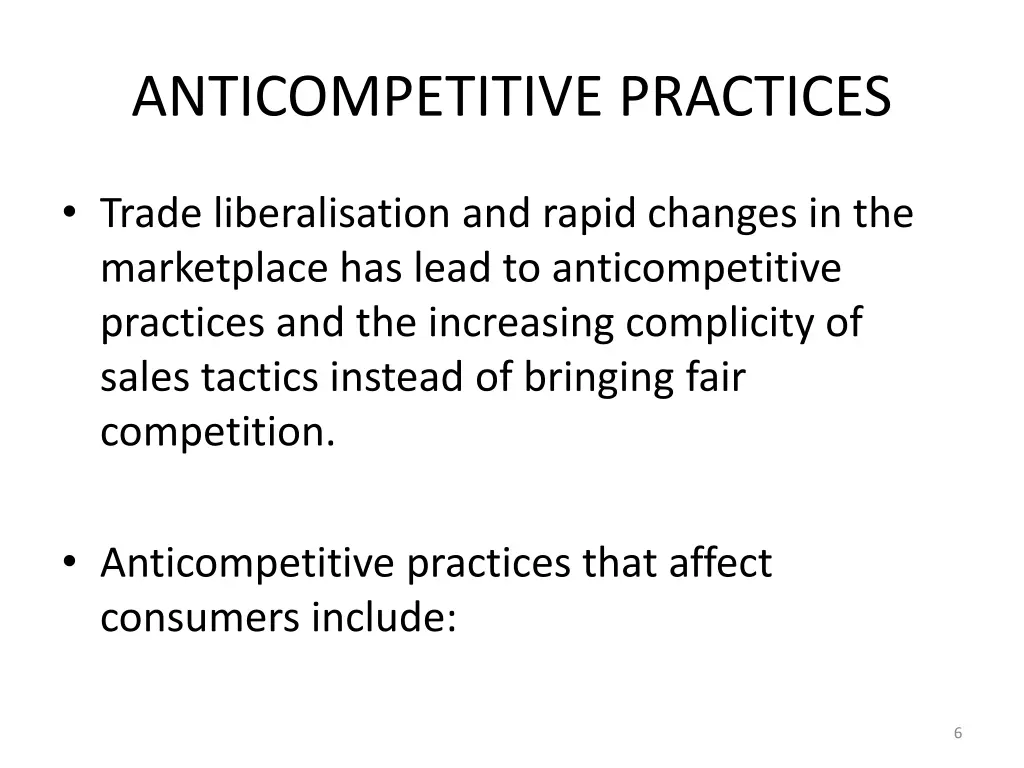 anticompetitive practices