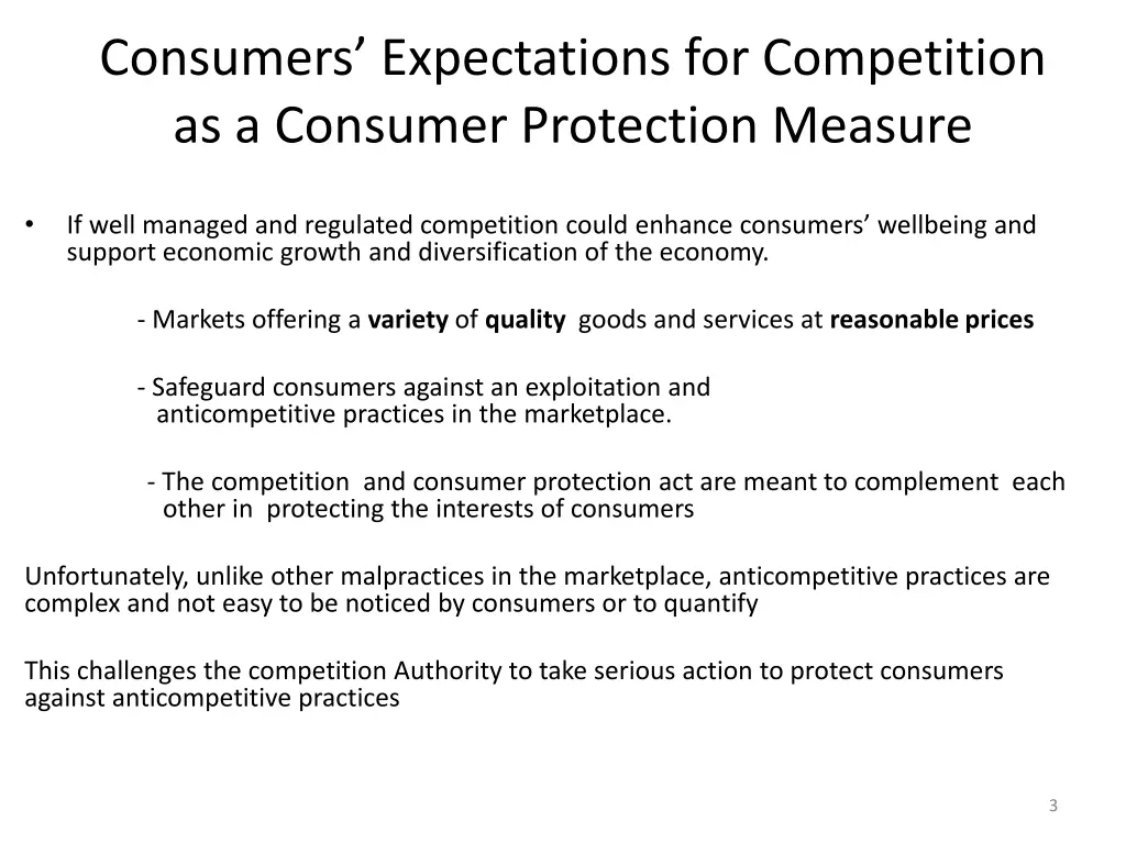 consumers expectations for competition